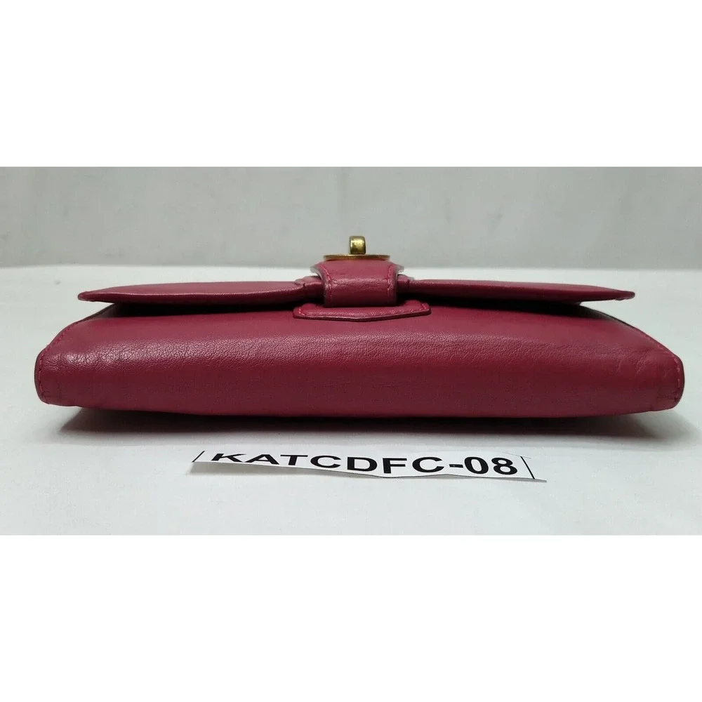 Marc by Marc Jacobs Red Leather Turnlock Credit Card ID Windows Trifold Wallet